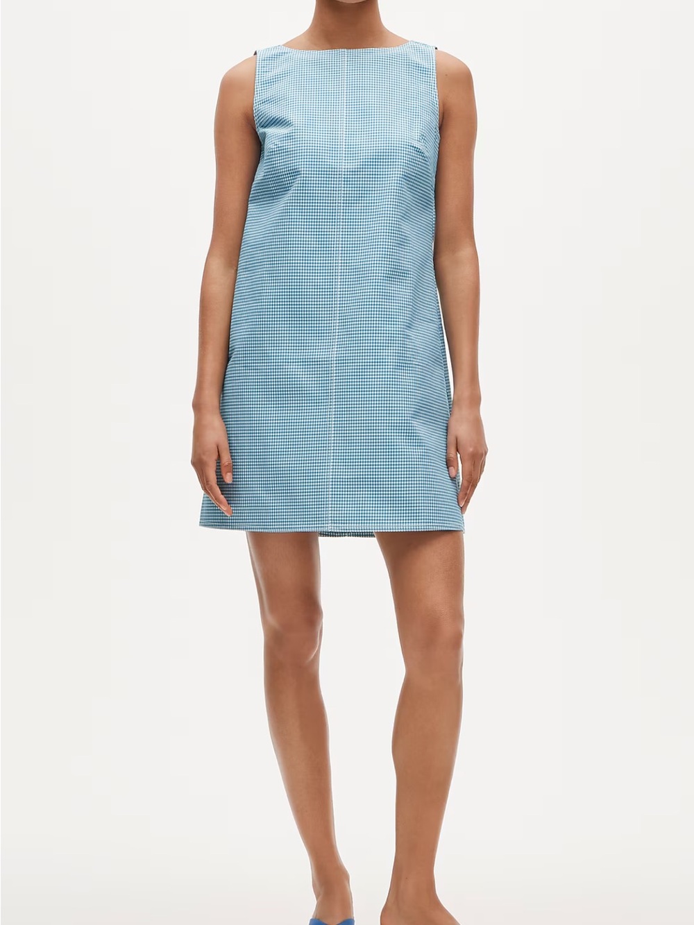 J. Crew Teal Gingham Sleeveless Shift Dress